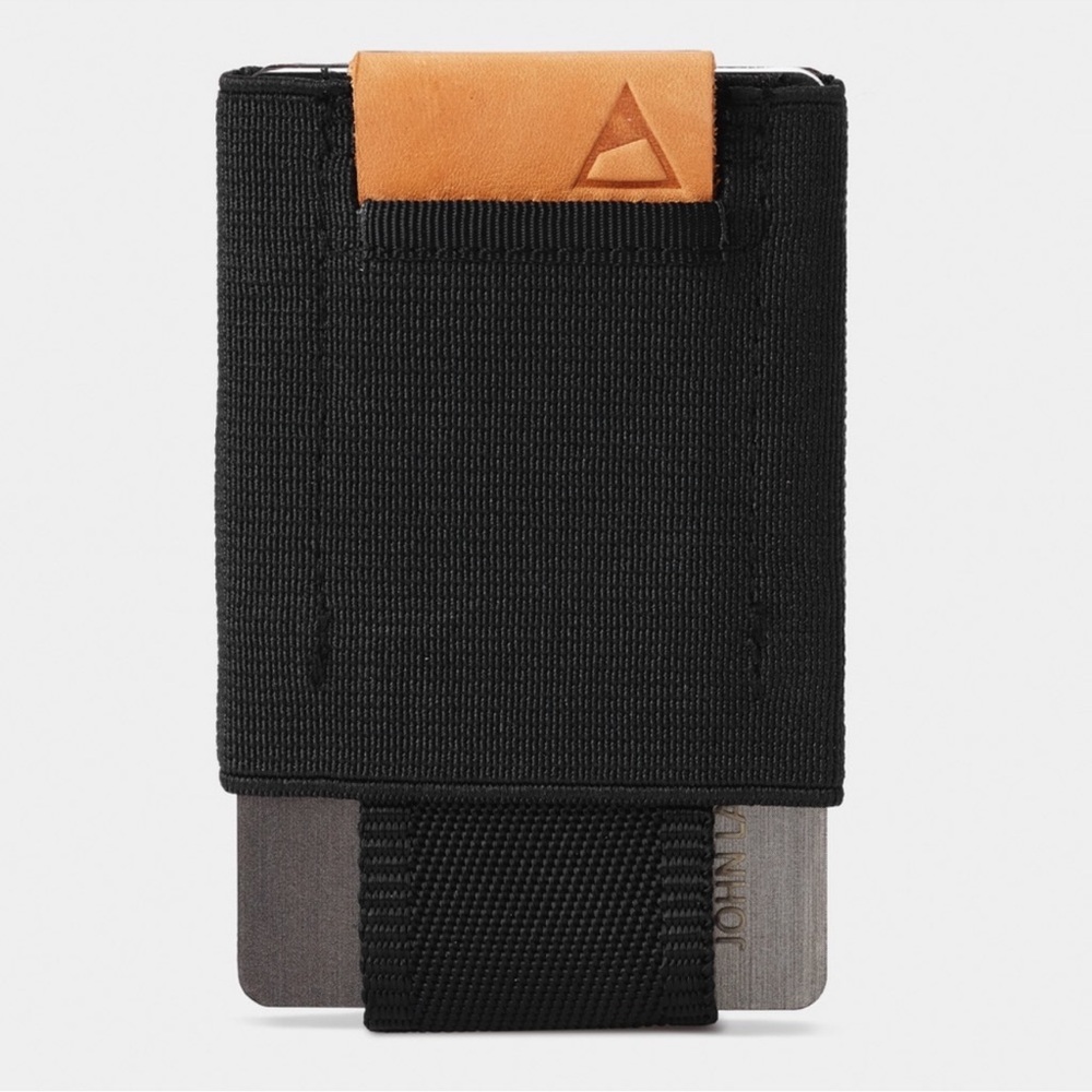 NOMATIC - Minimalist Pull Tab Wallet Black With Tan Leather Tab and Notebook New